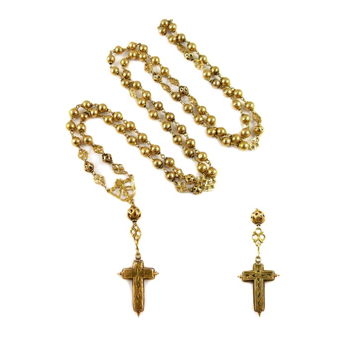 17th century gold chain necklace and cross pendant | MasterArt